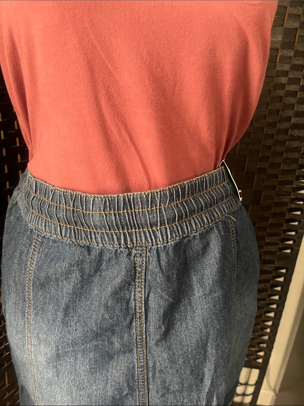Denim Drawstring Shorts- Blue - Picture 10 of 10